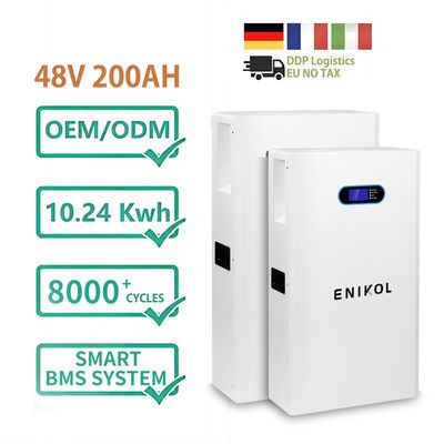 벽에 장착된 태양광 Lifepo4 배터리 10kwh 48V 200ah BMS에 탑재